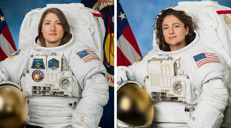 nasa, nasa spacewalk, nasa first all-female spacewalk, nasa first all-women spacewalk, nasa spacewalk outside international space station, nasa astronaut Christina Koch, nasa astronaut Jessica Meir