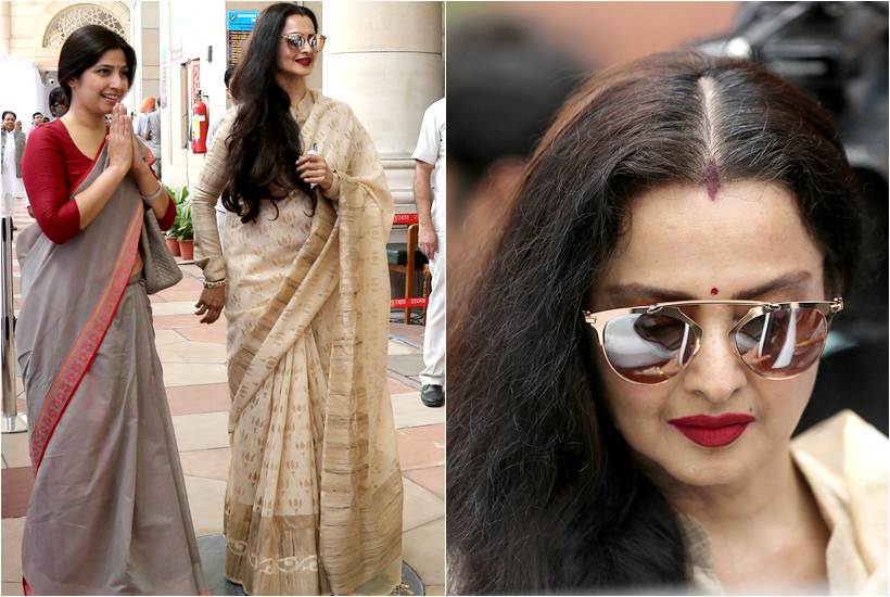 rekha birthday, happy birthday rekha, rekha white fashion looks