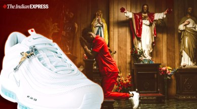 shoes': Brooklyn brand revamps Nike shoes, fills them Holy water Trending News,The Indian Express