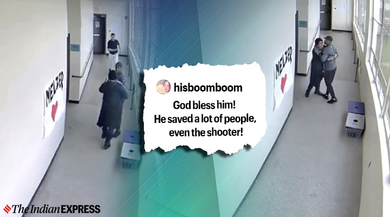 Football coach disarms gunman and hugs him, Football coach disarms student with gun, Oregon, Gun violence, Viral video, Trending, Indian Express