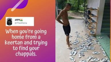 This photo of a man trying to find his slippers is the latest template for  memes | Trending News,The Indian Express