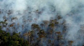 FILE PHOTO: Smoke billows during a fire in an area of the Amazon rainforest near Porto Velho no alt set