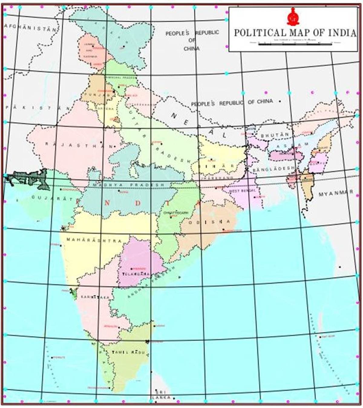 only 7 union territories of india in map 28 States 9 Union Territories Here Is The New Map Of India only 7 union territories of india in map