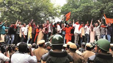 JNU news, JNU Delhi, JNU Delhi protest, JNU Delhi ABVP, ABVP fee hike protest, Delhi JNU VC Jagadeesh Kumar, JNU fee hike protest, indian express news