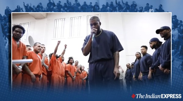 Kanye West performs for inmates inside Houston jail, Kanye West, Kanye West viral video, kanye west jail video, trending, indian express, indian express news