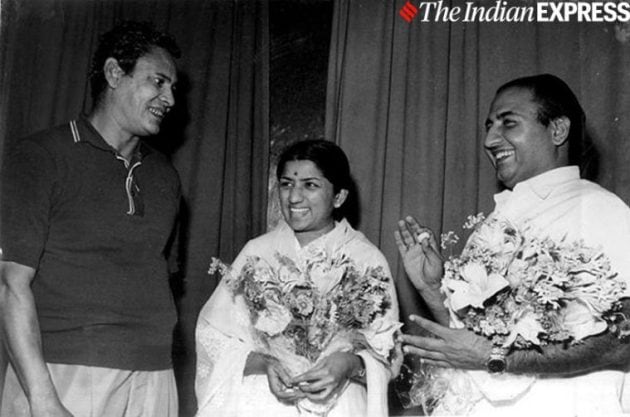 Hasrat Jaipuri, Lata Mangeshkar and Mohammed Rafi