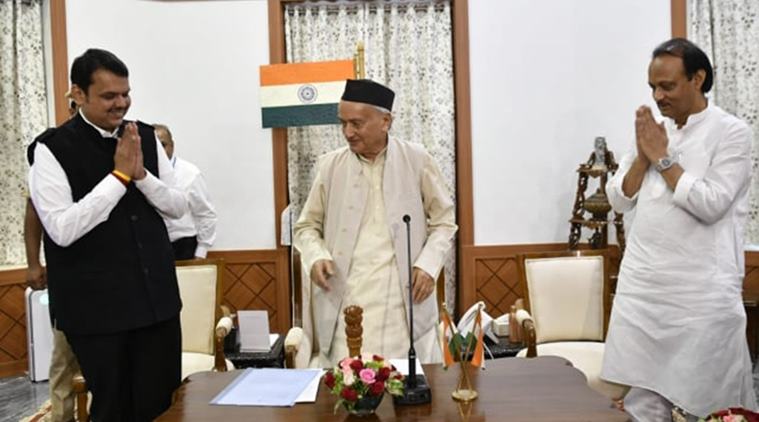 Devendra fadnavis takes oath as Maharashtra CM, Who is Maharashtra CM, BJP Maharashtra, Ajit Pawar takes oath as Deputy CM, BJP-NCP alliance, Shiv Sena-congress-NCP, India news, indian express