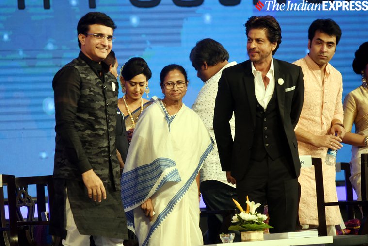 shah rukh khan sourav ganguly with mamata banerjee