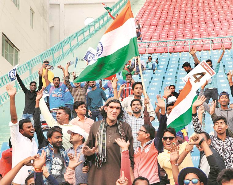8 feet afghan fan, tall afghan cricket fan, Sher Khan Afghanistan, Tall 8 feet Afghanistan cricket fan, Afghanistan West Indies match, Lucknow city news, Indian express sport news, latest cricket news