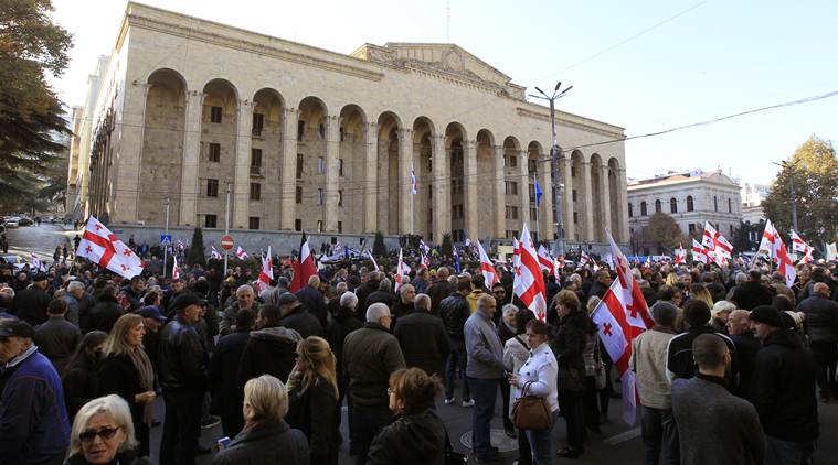 Tbilisi protests, Tbilisi Georgia protest, Tbilisi Georgia protest, Georgia parliament elections protest, Indian Express world news