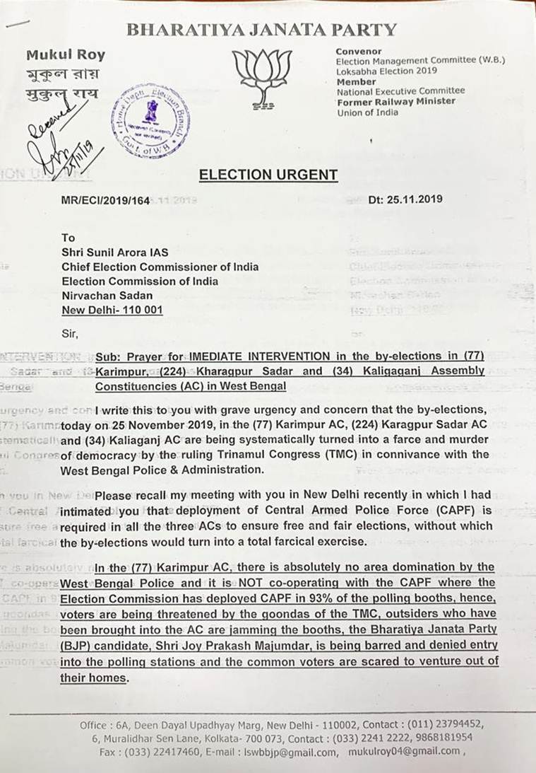 Bengal bypoll, west bengal bypoll, jay prakash majumdar, bjp leader beaten up, Karimpur, Kaliaganj, kharagpur, tmc bjp, indian express