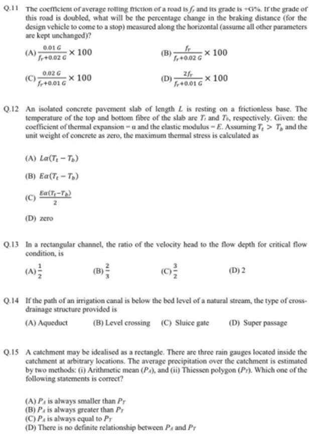 Gate 2020 Civil Engineering Sample Paper 