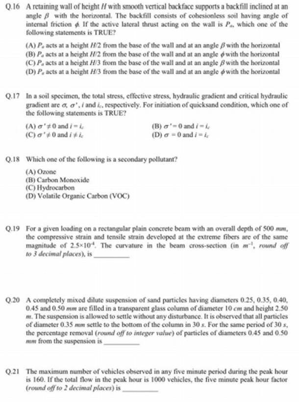 GATE 2020 civil engineering sample paper | Education Gallery News,The ...