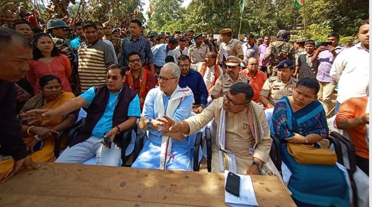 Bru migrants in Tripura, Tripura bru migrants road blockage, food supplies to Bru migrant camps, bru migrants return to mizoram, indian express, latest news, Tripura Deputy Chief Minister Jishnu Devvarman