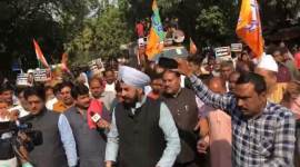 Rafale case, Rafale deal, Delhi BJP, Delhi BJP protests, Delhi BJP AAP office protests, Delhi BJP protests near AAP office, BJP nationwide protests, India news, Indian Express