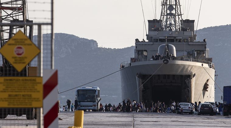 greece migrants, greek mainland, greek navy ships, world news, indian express