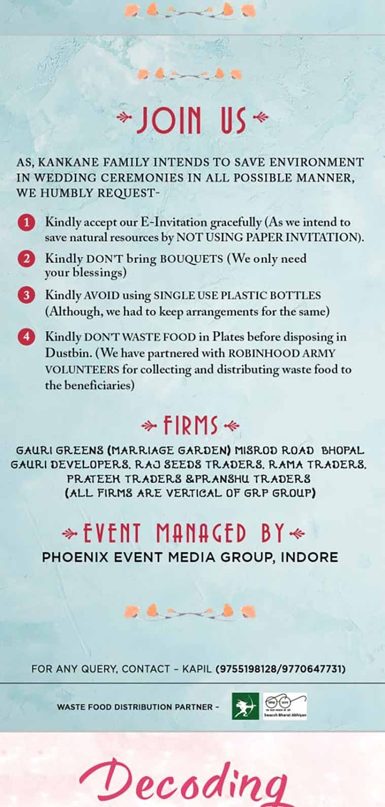 green initiative, Eco friendly wedding, sustainable wedding, indian weddings, weddings, Bhopal, potted invites, green wedding