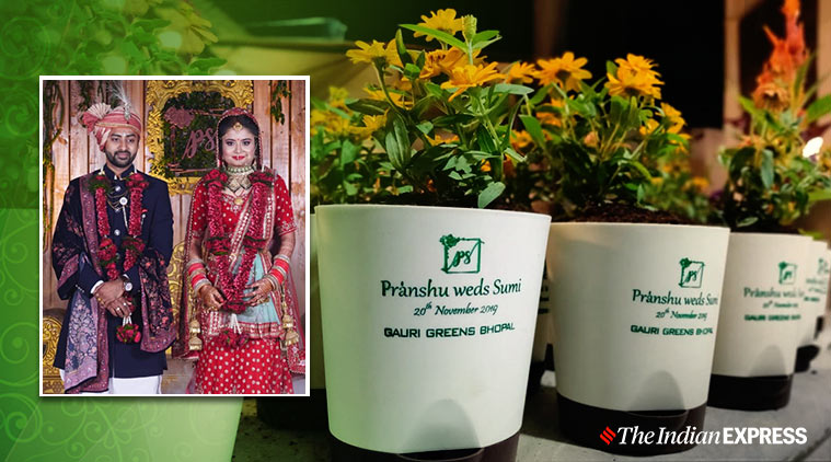 A Green Affair Bhopal Family Replaces Wedding Cards With Potted