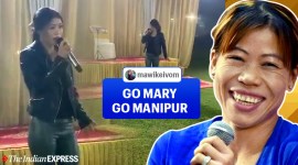 Mary Kom, Mary Kom singing, Mary Kom in Delhi, Mary Kom singing, 'What's Up', Mary Kom singing at Young Leaders Connect, Young Leaders Connect, Trening, Indian Express news
