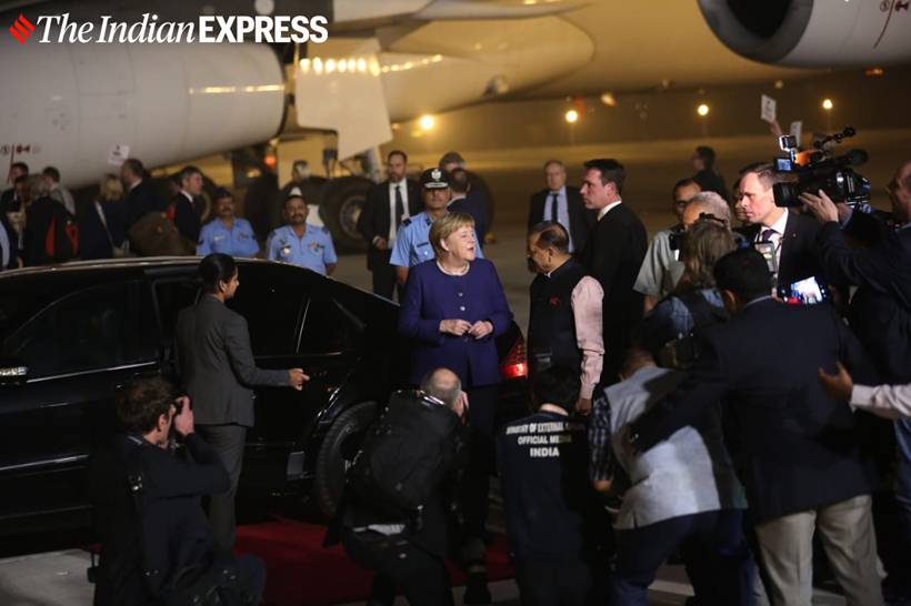 Angela Merkel, Angela Merkel in India, Angela Merkel India visit, Angela Merkel PM Modi, PM Modi Angela Merkel, India news, Indian Express