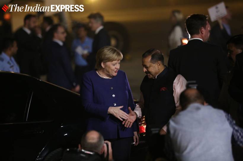 Angela Merkel, Angela Merkel in India, Angela Merkel India visit, Angela Merkel PM Modi, PM Modi Angela Merkel, India news, Indian Express