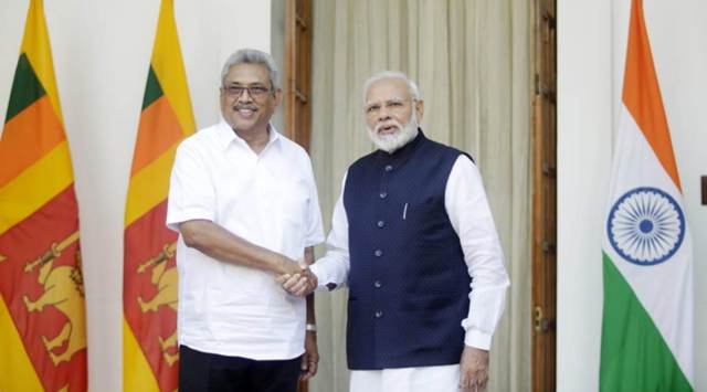 Prime Minister Narendra Modi and Sri Lankan President Gotabaya Rajapaksa at Hyderabad House in New Delhi in 2019. (Express Photo By Praveen Khanna/File)
