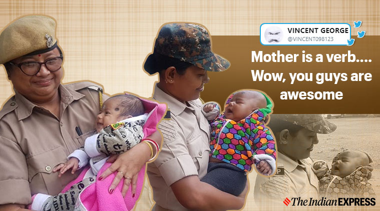 Assam police look after babies while mothers wrote exam, Assam Police, Teachers' Eligibility Test in Assam, TET, Trending, Indian Express news