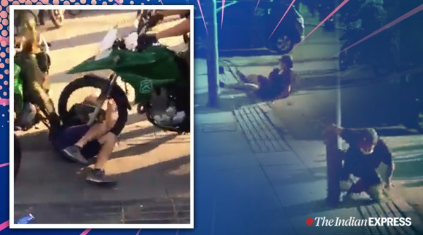 Chilean Police officer deliberately runs motorcycle over a protester, Chile, Chile protest, Chile economic crisis, Sebastian Pinera, Trending, Viral videos, Indian Express news