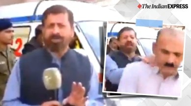 Pakistani reporter pushes a man who interrupted live coverage, Live camera bloopers, Funny live camera moments, Trending, Indian Express news.