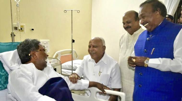 Watch: All Smiles As CM Yediyurappa Meets Siddaramaiah In Hospital ...