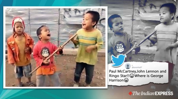 children sing with imaginary guitar, boy band street kids, street children viral song performance, viral video, indian express, Trending
