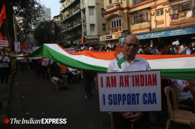 Citizenship Amendment Act, CAA protests, Citizenship protests, Citizenship Act protests, CAA, CAB, CAB protests, CAA protests Mumbai, Mumbai CAA protests, CAA support rally, Mumbai CAA support rally, India news, Indian Express