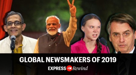 newsmakers of 2019, express rewind, pm narendra modi, abhijit banerjee, carrie lam, hong kong protests, boris johnson, rohit sharma, indian express