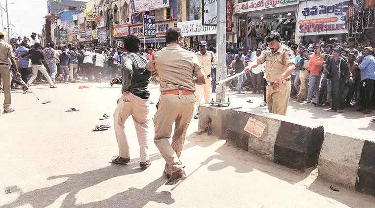 Amid big protest, remand plea heard in police station