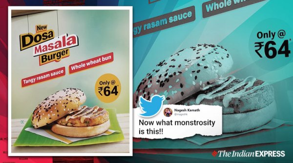 mcdonalds, mcdonalds masala dosa burger, rasam sauce, bizarre food, mcdonalds menu, trending, indian express, indian express news
