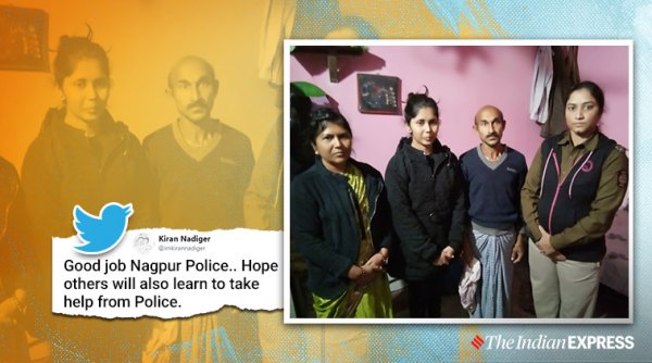 nagpur police, police home drop at night, nagpur police home drop for woman, good news, viral news, indian express