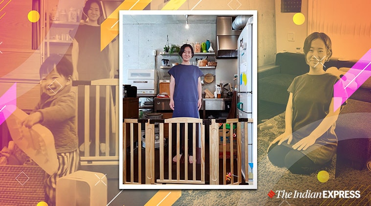 Father uses cardboard cutout to sooth his son, Son with cardboard cut out of mother, Japan, Trending, Indian Express news