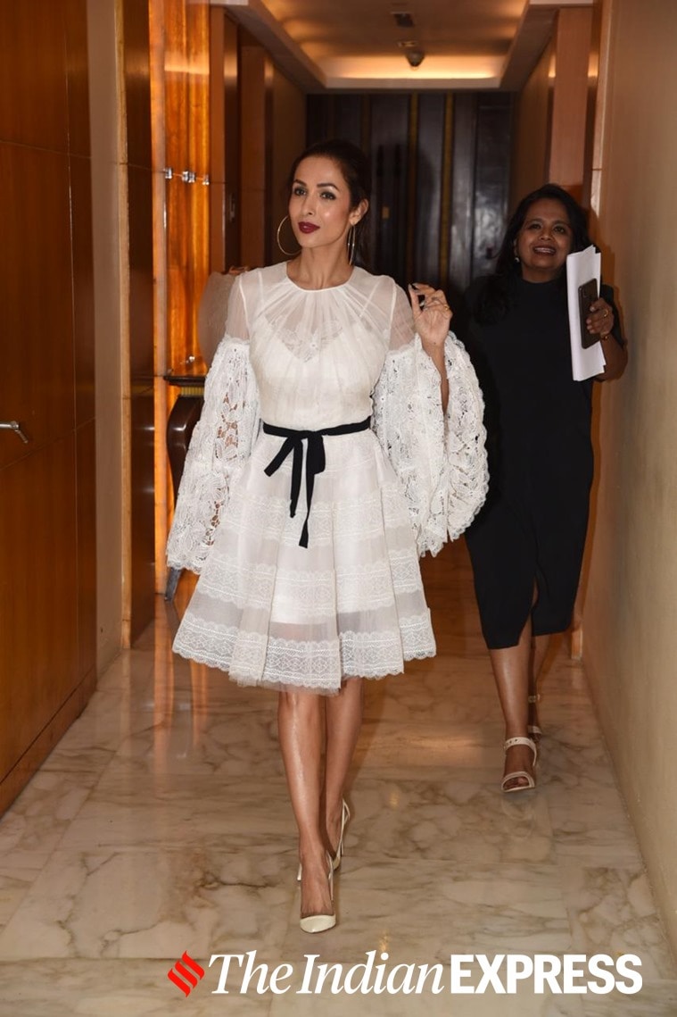 malaika arora in white lace dress, malaika arora latest photos, malaika arora recent photos, bollywood, celeb fashion, lifestyle, indian express