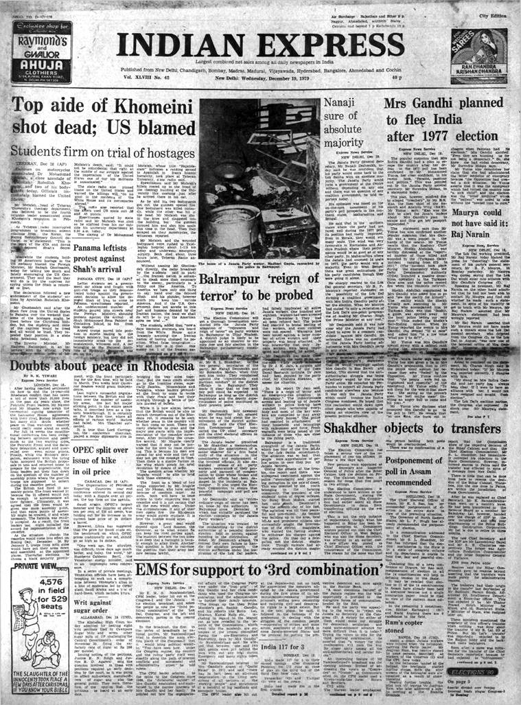 December 19, 1979, Forty Years Ago: Indira’s Escape Story