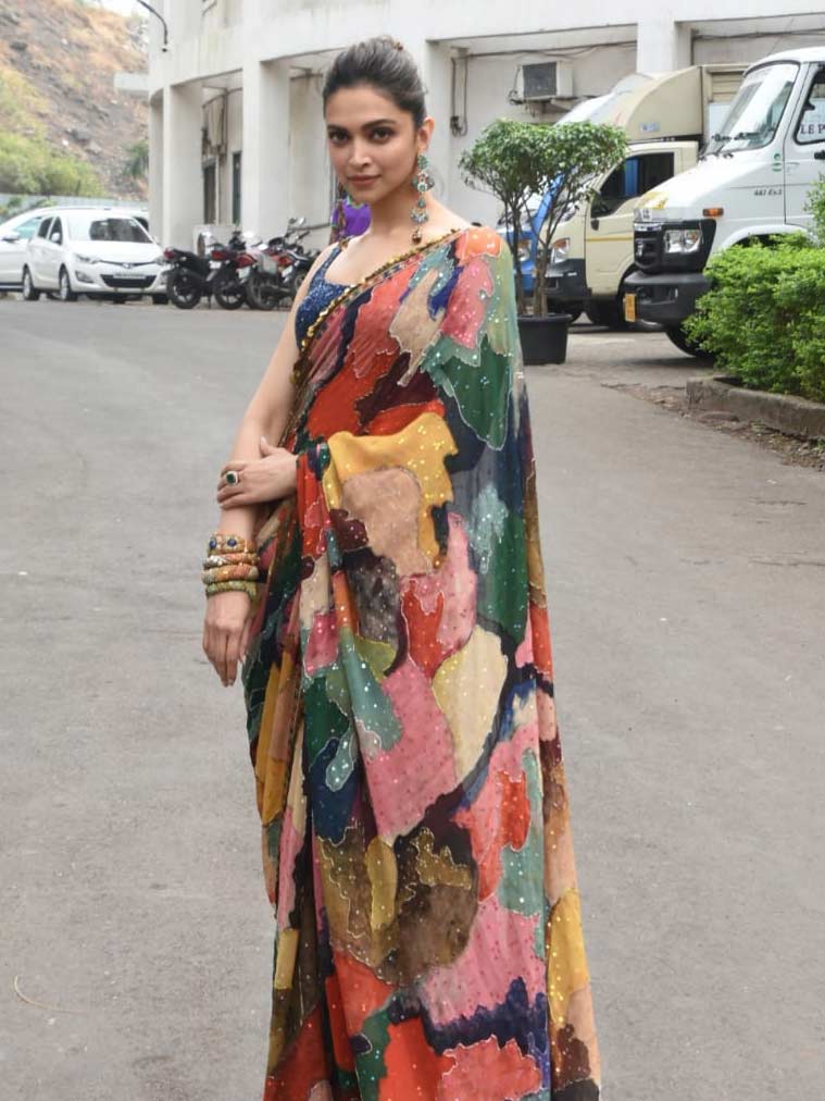 Deepika Padukone Pure Georgette Pink Saree Indian Designer - Etsy