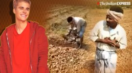 Karnataka farmer, farmer singing Justin Bieber's song, Justin Bieber baby, viral video, trending, indian express, indian express news