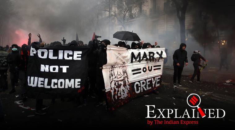 France pension reforms, France pension reform protests, France protests, protests in France, Emmanuel Macron, Express Explained, Indian Express