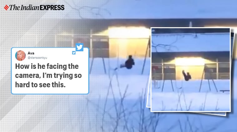 Which way is he going? Man on swing divides the internet