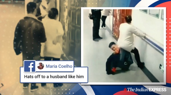 husband human chair, husband turns chair for wife, husband turns chair pregnant wife, viral videos, china viral videos, indian express