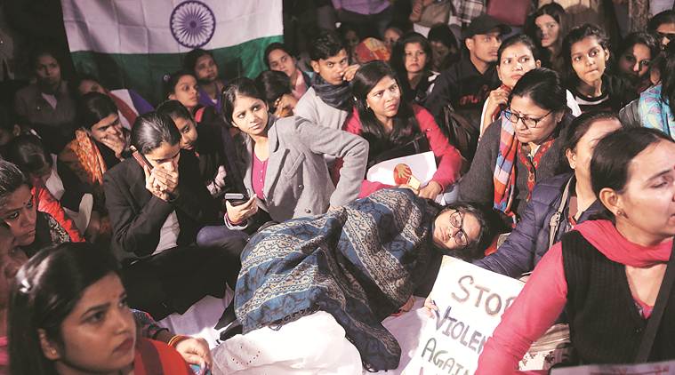 Women Students Activists Protest At Jantar Mantar The Indian Express Women Students Activists Protest At Jantar Mantar The Indian Express