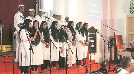 Kerala church choir performs wearing skull caps headscarves, citizenship amendment act protest, NRC protest, police violence, CAA violence, kerala news, india news, indian express news