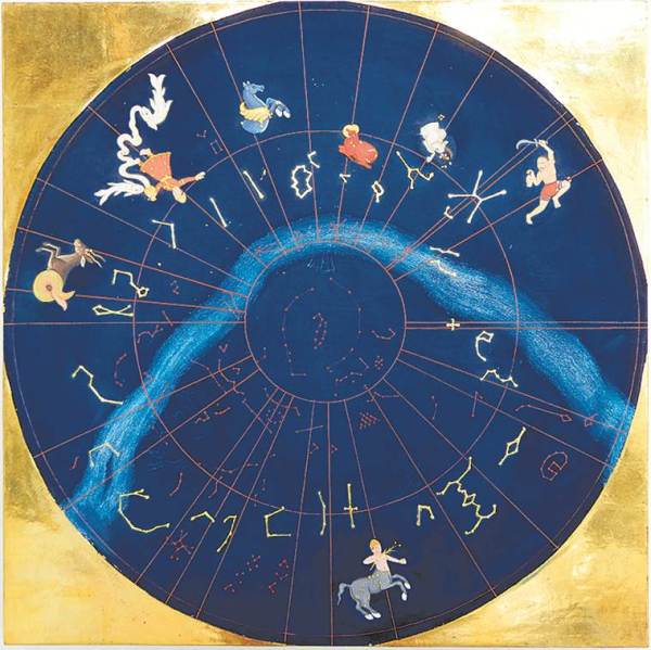artists give form to the concept of time, Puducherry-based artist, artists paint mythological views of heavens, star constellations and cloud divination, indian express arts and culture, indian express news