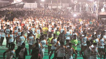 Rajkot marathon, CM vijaya rupani flags off marathon in rajkot, fit india campaigh, rajkot news, city news, indian express news