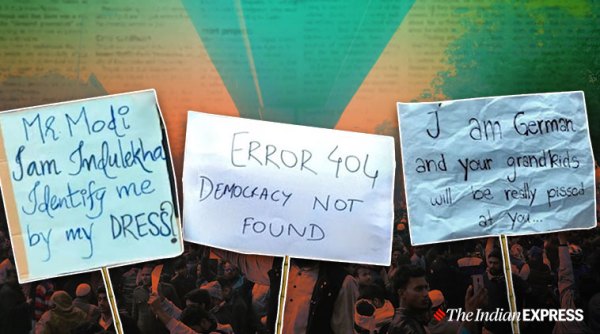 Best poster during CAA protest, best slogans during protests, Student protest slogans, protest against CAA, Protest against CAB, anti muslin law, Citizenship Amendment Act, Jamia Millia Islamia, Trending, Indian express news