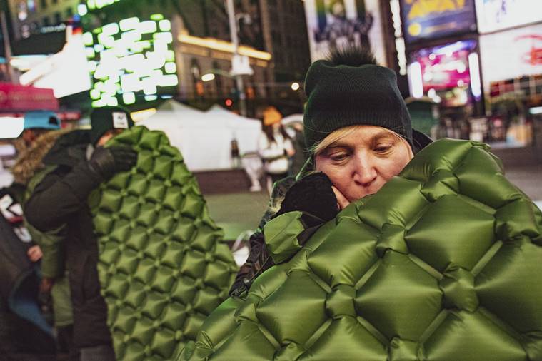 tme square sleeepout, time square night out, sleeping bags, will smith, indian express